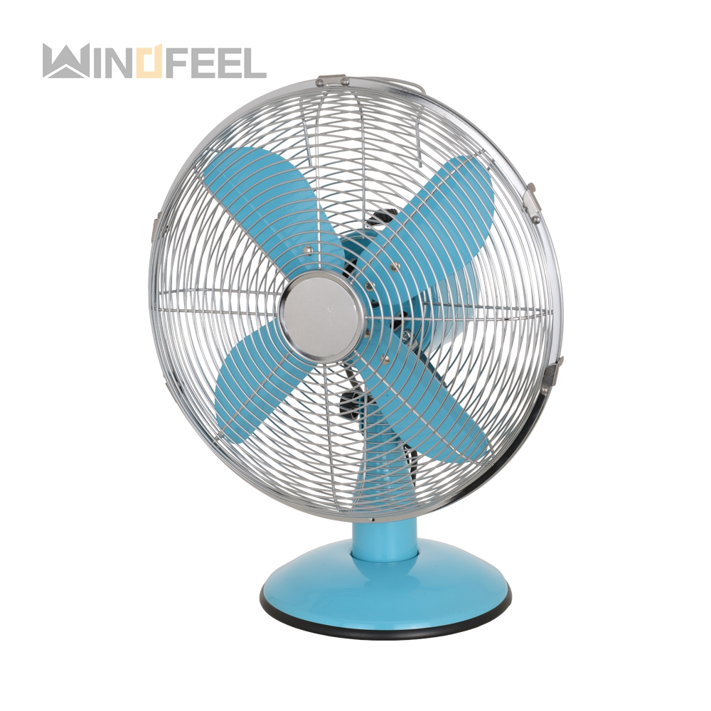 4 metal blade stainless steel table desk fan with mechanical speed controil