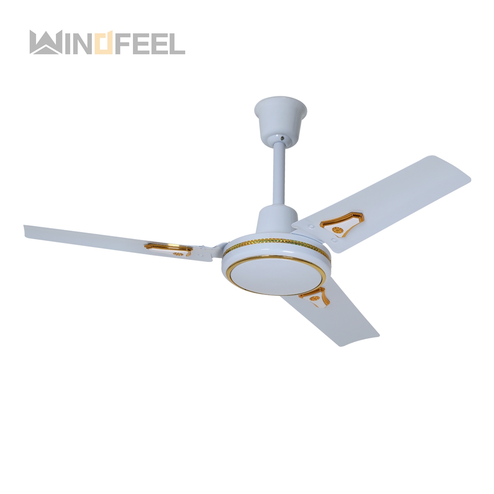 White color metal 3 blade ceiling fan with copper motor