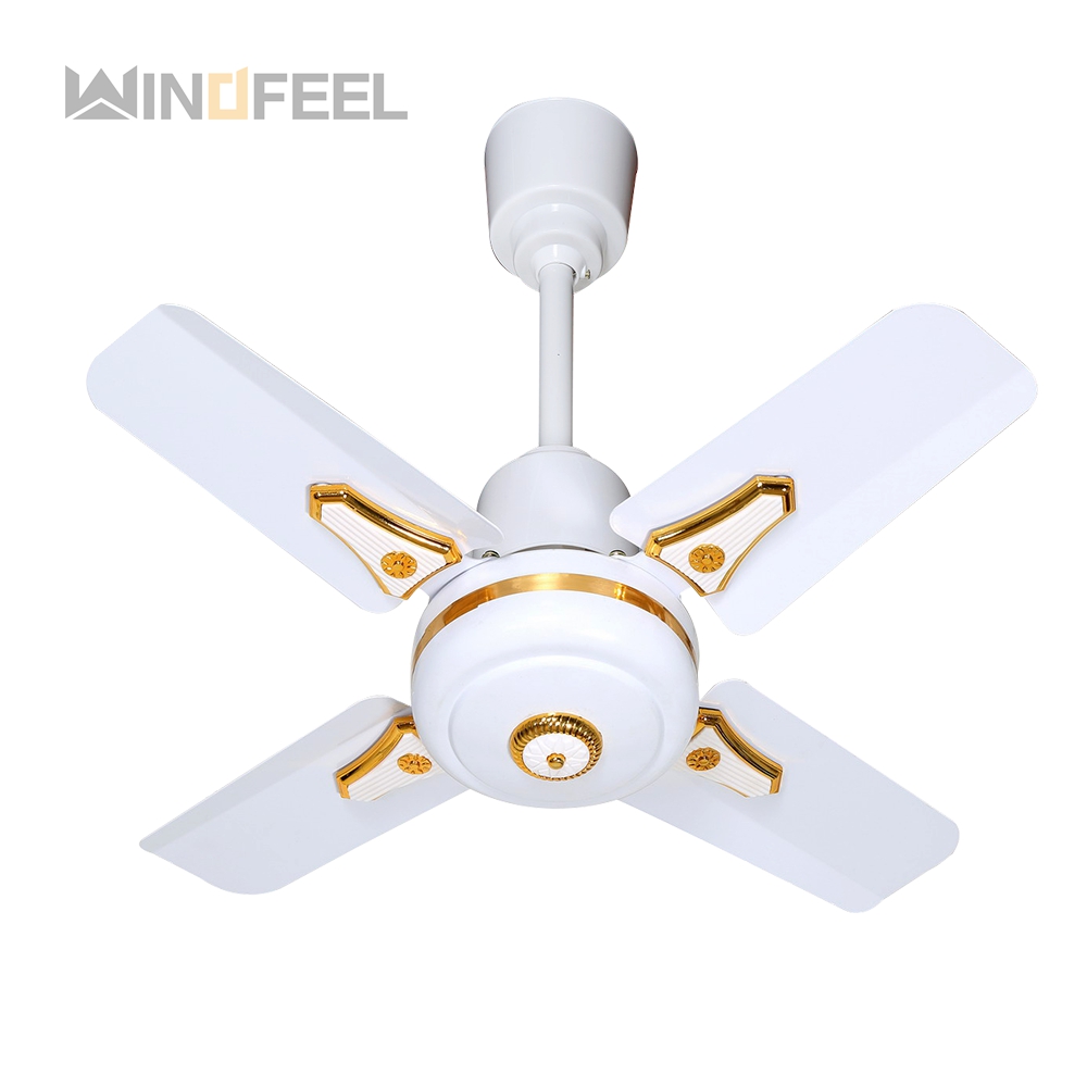 White brown vintage design 4 metal blade ceiling fan for living room
