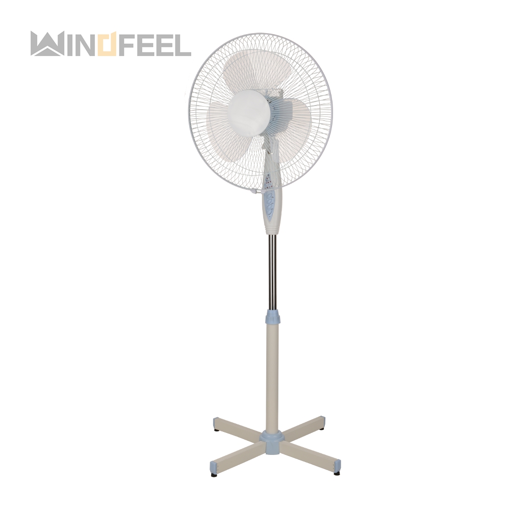 Low energy 3 plastic blade vietnam stand fan with 4 leg base