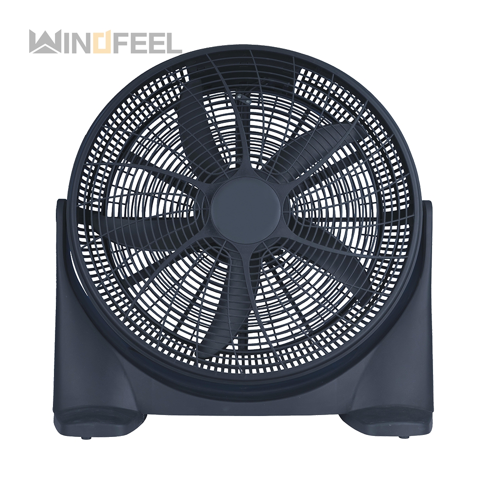 Black blue 5 plastic blade floor fan with mechanical speed control