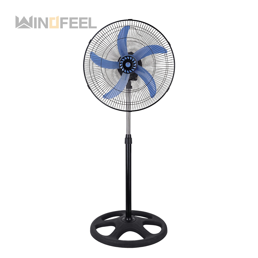 Mechanism round base 5 blades stand floor fan with remote control