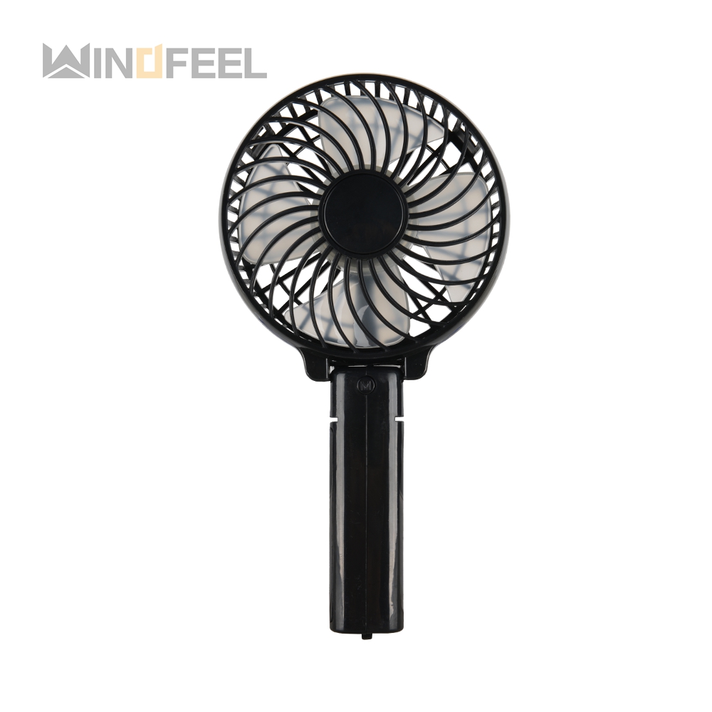 Black color 4 blade plastic handheld chargeable table stand fan