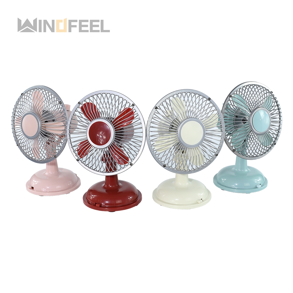 Color red pink 4 blade plastic table small stand fan with copper motor