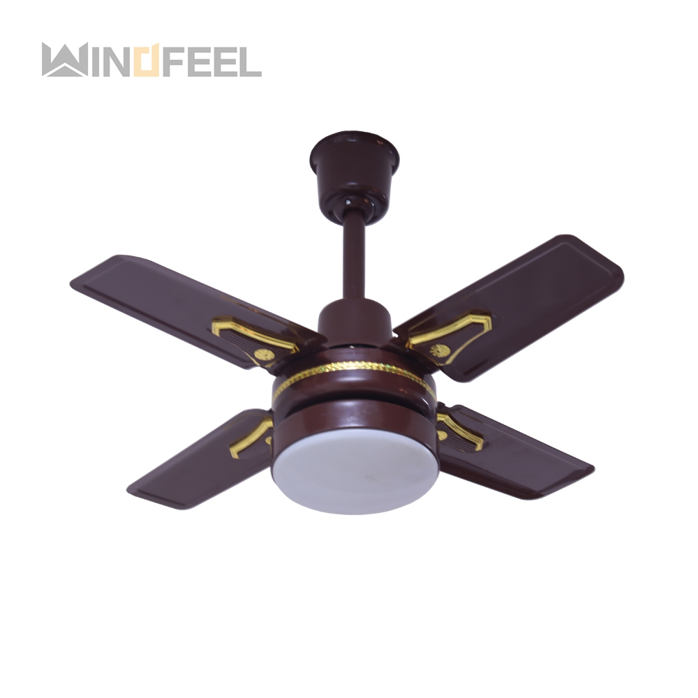 White color deep brown metal 4 blade ceiling fan with light for africa