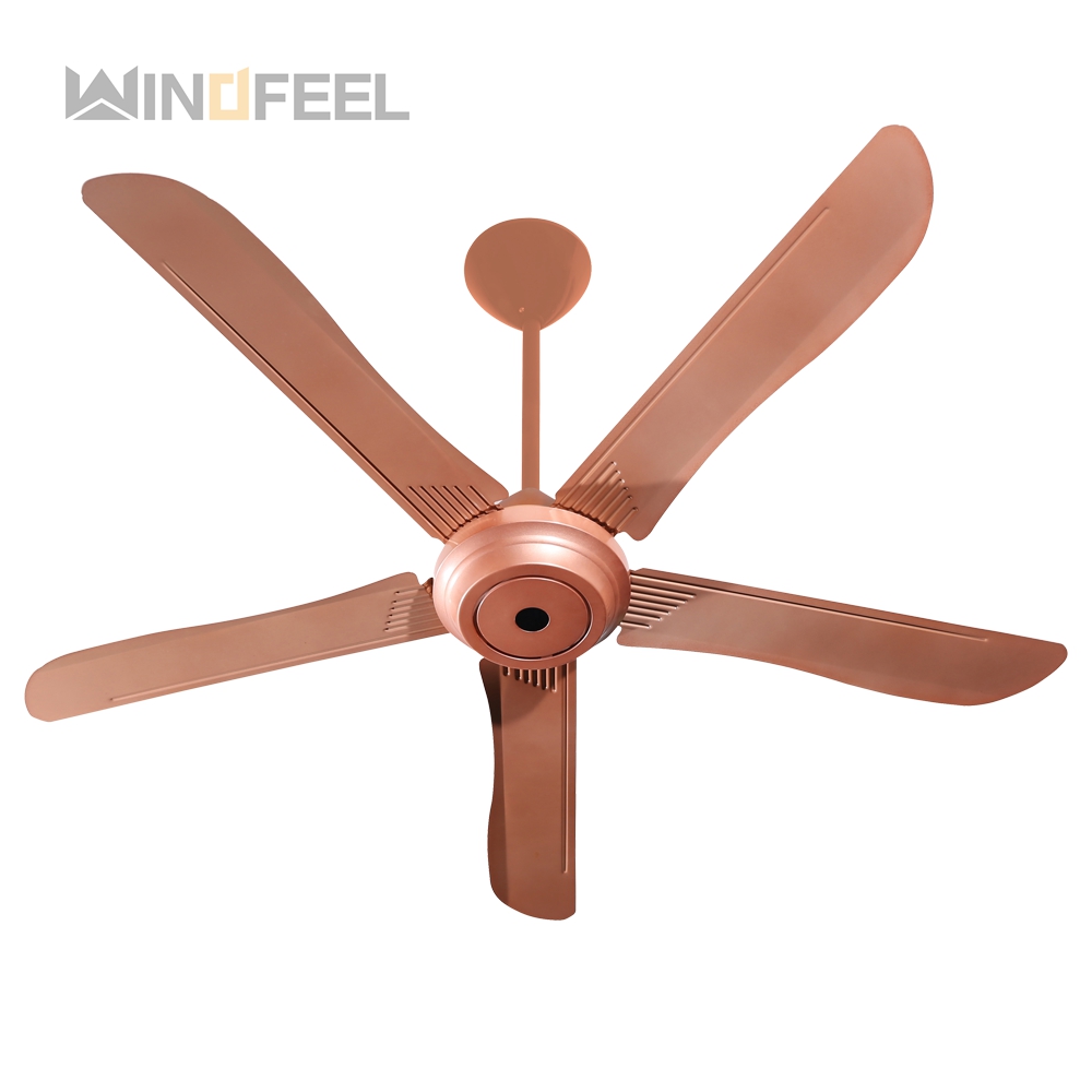 Metal brown white custom color 5 blade ceiling fan with copper motor