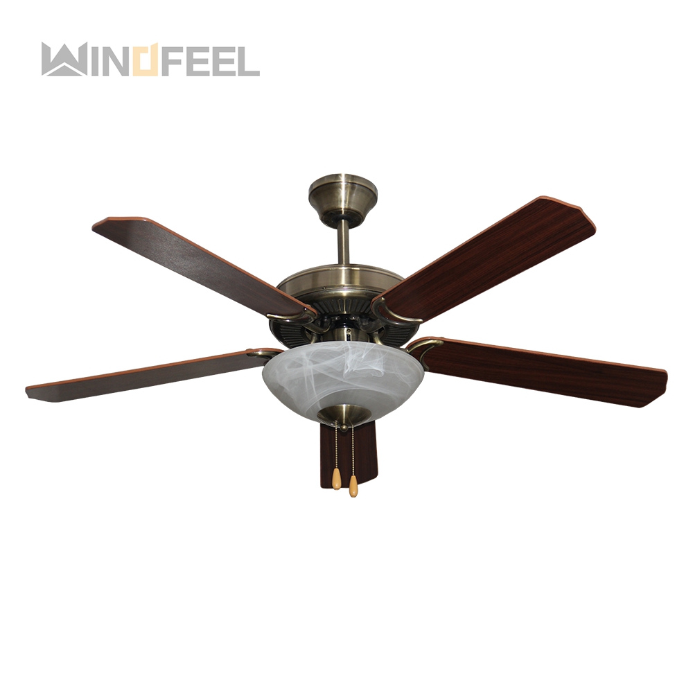 Metal brown color 5 blade ceiling fan with copper motor